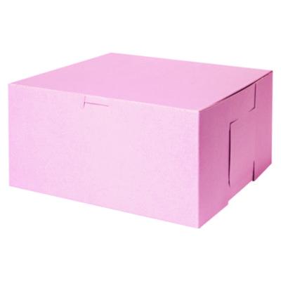 SCT Pink One-Piece Non-Window Bakery Box, 10 x 10 x 5, Pink, Paper, 100/Carton (0878)