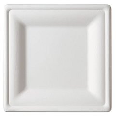 Eco-Products Renewable and Compostable Square Sugarcane Plates, Large, Natural White, 50/Pack, 5 Packs/Carton (EPP023)
