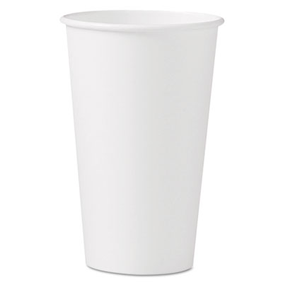 SOLO Single-Sided Poly Paper Hot Cups, 16 oz, White, 50/Sleeve, 20 Sleeves/Carton (316W)
