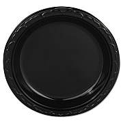 Genpak Silhouette Plastic Plates, 9" Black, 400/carton (BLK09)
