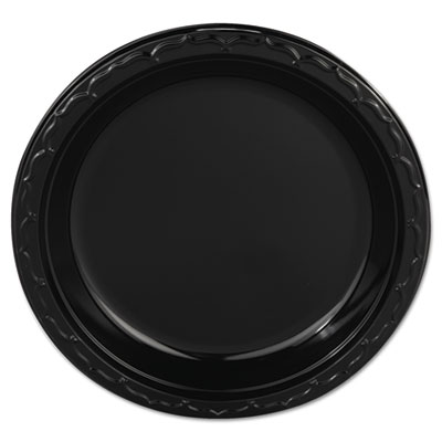 Genpak Silhouette Plastic Plates, 9" Black, 400/carton (BLK09)