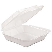 GEN Foam Hinged Carryout Container, 1-Comp, White, 8 X 8 1/4 X 3, 200/carton (GENHINGEDM1)