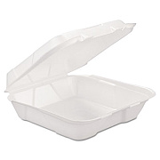 GEN Foam Hinged Carryout Container, 1-Comp, White, 9 1/4 X 9 1/4 X 3, 200/carton (GENHINGEDL1)