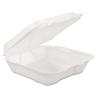 GEN Foam Hinged Carryout Container, 1-Comp, White, 9 1/4 X 9 1/4 X 3, 200/carton (GENHINGEDL1)