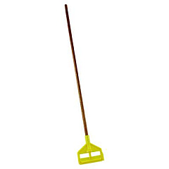 Rubbermaid Commercial Invader Wood Side-Gate Wet-Mop Handle, 54", Natural/Yellow (H115)