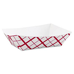 SCT Paper Food Baskets, 3 lb Capacity, 7.2 x 4.95 x 1.94, Red/White, Paper, 500/Carton (0425)