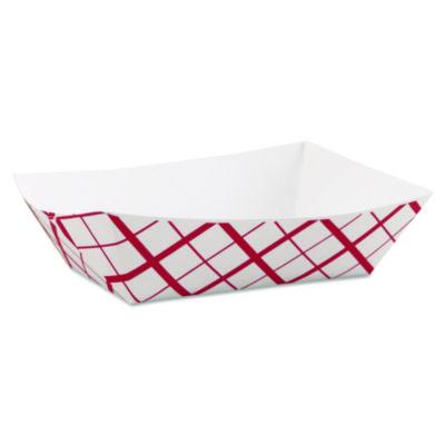 SCT Paper Food Baskets, 3 lb Capacity, 7.2 x 4.95 x 1.94, Red/White, Paper, 500/Carton (0425)