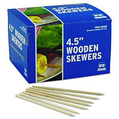 AmerCareRoyal Wooden Skewers, 4.5", White, 10,000/Carton (R815)