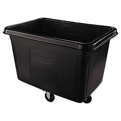 Rubbermaid Commercial Cube Truck, 105 gal, 500 lb Capacity, Plastic, Black (4614BLA)