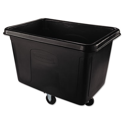 Rubbermaid Commercial Cube Truck, 105 gal, 500 lb Capacity, Plastic, Black (4614BLA)