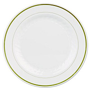 WNA Masterpiece Plastic Plates, 10.25" dia, Ivory/Gold, 10/Pack, 12 Packs/Carton (MP10IPREM)