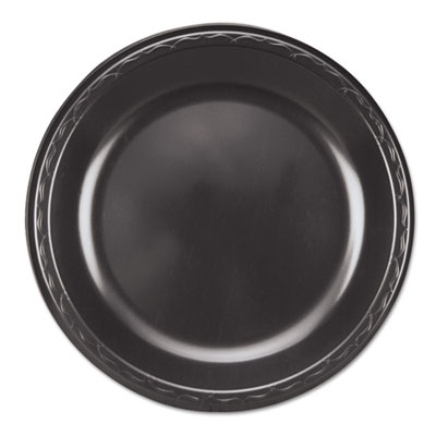 Genpak Elite Laminated Foam Plates, 10 1/4" Dia, Black, Round, 125/ Pack, 4 Pack/carton (LAM103L)