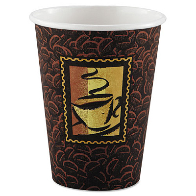 Dixie Polycoated Paper Cup, Hot, 12 Oz, Java Design, Brown (2342DJ)