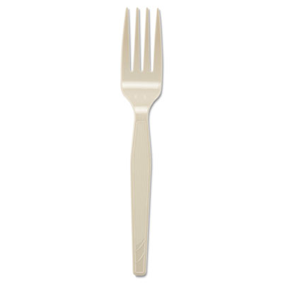 Dixie Heavy Mediumweight Polystyrene Forks, 6.31", Champagne, Dense Pack, 1,000/carton (FM117)