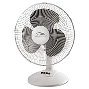 Lakewood 12-Inch Three-Speed Oscillating Desk Fan, Metal/Plastic, White (LDF1210BWM)