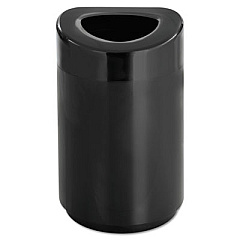 Safco Open Top Round Waste Receptacle, 30 gal, Steel, Black (9920BL)