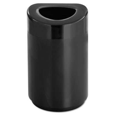 Safco Open Top Round Waste Receptacle, 30 gal, Steel, Black (9920BL)