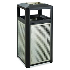 Safco Evos Series Steel Waste Container, 38 gal., Steel, Powder Coated Finish, Black (9935BL)