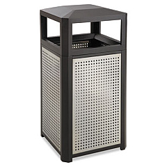 Safco Evos Series Steel Waste Container, 38 gal., Steel, Black (9934BL)