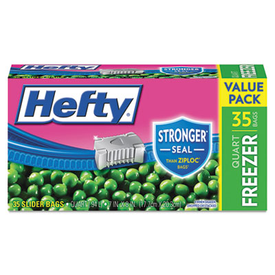 Hefty Slider Bags, 1 qt, 2.5 mil, 7" x 8", Clear, 315/Carton (R82235CT)