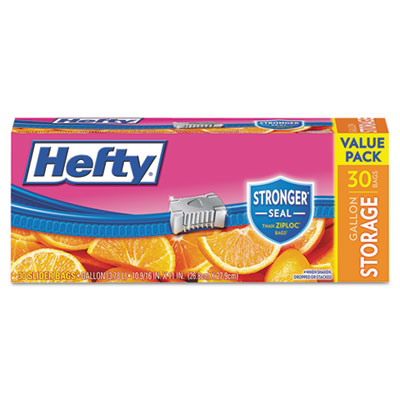 Hefty Slider Bags, 1 gal, 1.5 mil, 10.56" x 11", Clear, 30/Box (R81430)