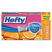 Hefty Slider Bags, 1 qt, 1.5 mil, 8" x 7", Clear, 40/Box (R81240)