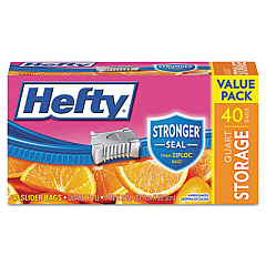Hefty Slider Bags, 1 qt, 1.5 mil, 8" x 7", Clear, 40/Box (R81240)