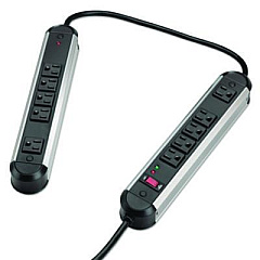 Fellowes Split Metal Surge Protector, 10 AC Outlets, 6 ft Cord, 1,250 J, Black/Silver (99082)