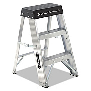 Louisville Aluminum Step Stool, 2-Step, 17w x 18.25 Spread x 26h, Aluminum/Black (AS3002)