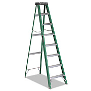Louisville FIBERGLASS STEP LADDER, 8 FT WORKING HEIGHT, 225 LBS CAPACITY, 7 STEP, GREEN/BLACK (FS4008)
