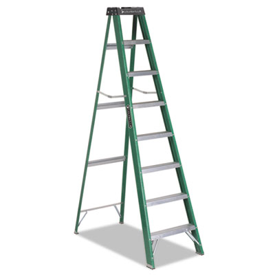 Louisville FIBERGLASS STEP LADDER, 8 FT WORKING HEIGHT, 225 LBS CAPACITY, 7 STEP, GREEN/BLACK (FS4008)