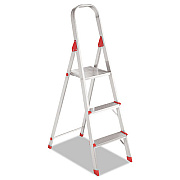 Louisville ALUMINUM EURO PLATFORM LADDER, 8 FT WORKING HEIGHT, 200 LBS CAPACITY, 3 STEP, ALUMINUM/RED (L234603)