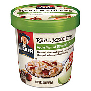 Quaker Real Medleys Oatmeal, Apple Walnut Oatmeal+, 2.64 oz Cup, 12/Carton (15504)