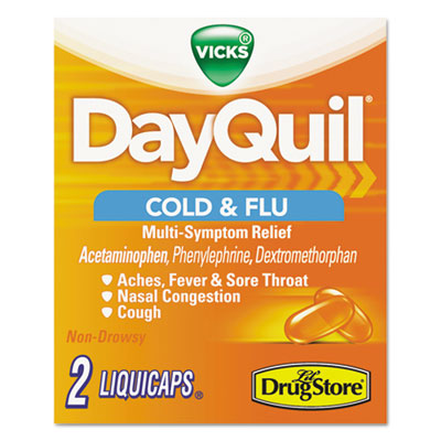 DayQuil SEVERE COLD AND FLU CAPLETS, DAYTIME, REFILL PACK, 2 CAPLETS/PACKET, 20 PACKS/BOX (97047)