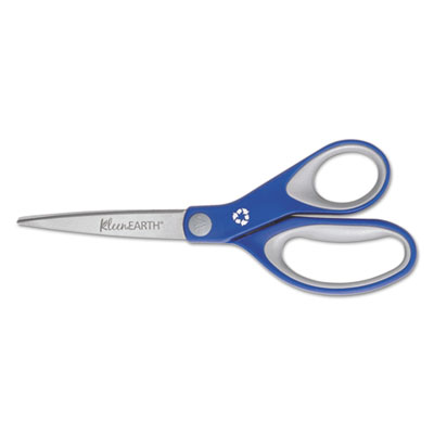 Westcott KleenEarth Soft Handle Scissors, 8" Long, 3.25" Cut Length, Blue/Gray Straight Handle (15554)