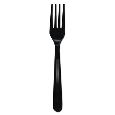 GEN Heavyweight Cutlery, Forks, 7", Polypropylene, Black, 1000/carton (GENHYBFK)