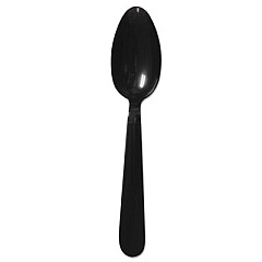 GEN Heavyweight Cutlery, Spoons, 6 1/2", Polypropylene, Black, 1000/Carton (GENHYBS)