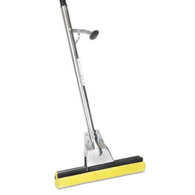 AbilityOne SKILCRAFT Industrial Steel Mop, 12" Wide Yellow Cellulose Head, 52" Sliver Steel Handle (3837799)