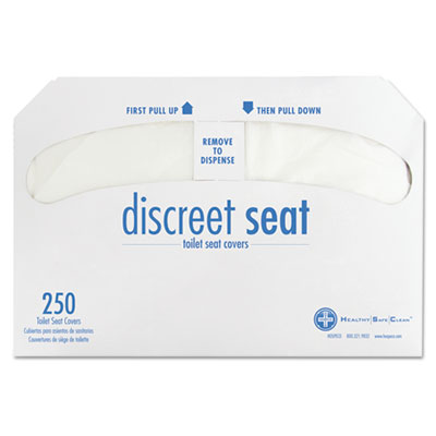 HOSPECO Discreet Seat Half-Fold Toilet Seat Covers, 14.25 x 16.5, White, 250/Pack, 20 Packs/Carton (DS5000CT)