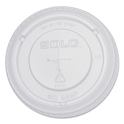 Dart PETE Flat Straw-Slot Cold Cup Lids, Fits 16 oz Cups, Clear, 100/Pack, 10 Packs/Carton (668TS)