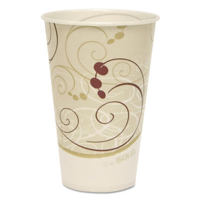 SOLO Symphony Treated-Paper Cold Cups, ProPLanet Seal, 12 oz, White/Beige/Red, 100/Bag, 20 Bags/Carton (R12NSYM)