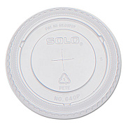 SOLO PETE Flat Straw-Slot Cold Cup Lids, Fits 12 oz Cold Cups, Plastic, Clear, 100/Pack, 25 Packs/Carton (640TS)