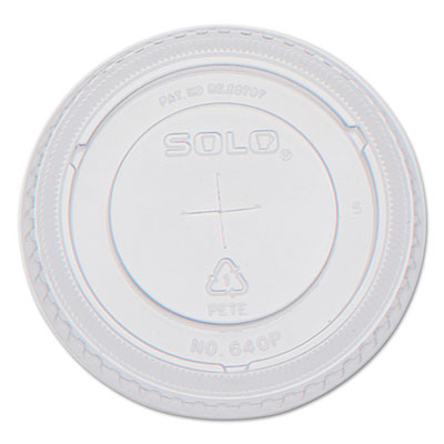 SOLO PETE Flat Straw-Slot Cold Cup Lids, Fits 12 oz Cold Cups, Plastic, Clear, 100/Pack, 25 Packs/Carton (640TS)