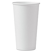SOLO Single-Sided Poly Paper Hot Cups, 20 oz, White, 600/Carton (420W)