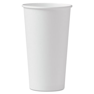 SOLO Single-Sided Poly Paper Hot Cups, 20 oz, White, 600/Carton (420W)