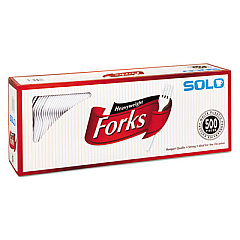 SOLO Cup Company Heavyweight Plastic Cutlery, Forks, White, 6.41", 500/Carton (827263)