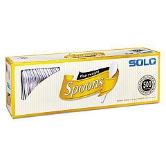 SOLO Cup Company Heavyweight Plastic Cutlery, Spoons, White, 6", 500/Carton (827272)