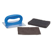 Scotch-Brite PROFESSIONAL Griddle Pad Holder Kit, 4 x 5.25, Blue/Steel, 10/Carton (08297)