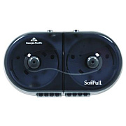 Georgia Pacific Professional SofPull Mini Center-Pull Twin-Roll Bath Tissue Dispenser, 16.38 x 7.2 x 9.3, Smoke (56516)