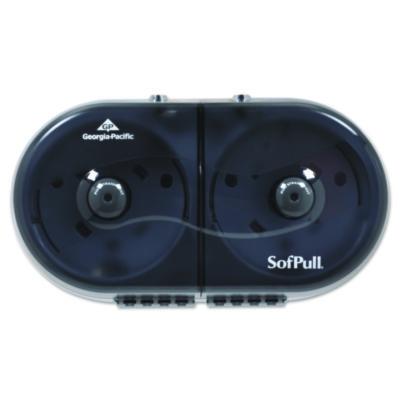 Georgia Pacific Professional SofPull Mini Center-Pull Twin-Roll Bath Tissue Dispenser, 16.38 x 7.2 x 9.3, Smoke (56516)
